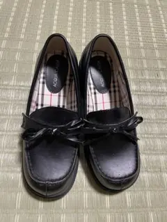 リボン付き黒ローファー　キッズ