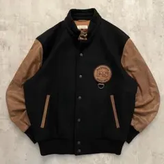 90s vintage ウール 本革 スタジャン ブラウン アメカジ c-boy