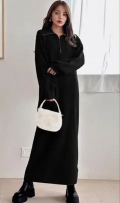 GRL ＊ ハーフジップニットワンピース