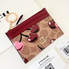 COACH コーチ　コインケース 小銭入れ財布 レッド チェリー さくらんぼ柄