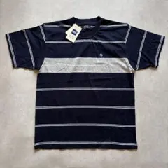新品タグ付 ポロ ボーダー 半袖 Tシャツ ネイビー M メンズ 吸水速乾 綿のサムネイル