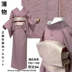 オ　正絹　薄物　紋紗　単衣　紋付　色無地　フルセット　しつけ　未着用　オ2