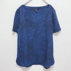 バナナリパブリック|幾何学プリント Tシャツ【XS】Uネック 小さいサイズ 青