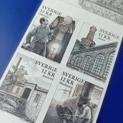 9820 外国切手 スウェーデン 2011年 産業遺産 シール式切手