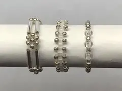 (11) 3点セット　ビーズの指輪　リング　シルバー