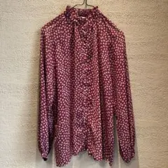 VIVA Rocchet 小花　プリント　フリルブラウス　ラグラン袖　レトロ