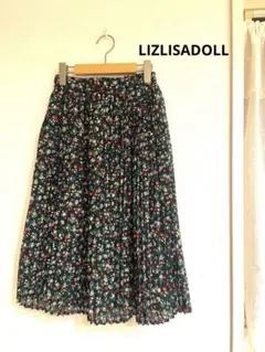 【美品】LIZLISADOLL花柄プリーツフレアスカート ブラックのサムネイル
