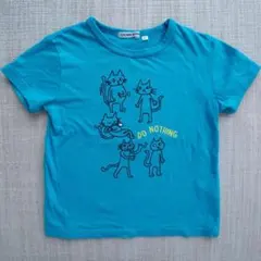 100cm★女の子Tシャツ/猫ネコ青　CROWN BANBYのサムネイル