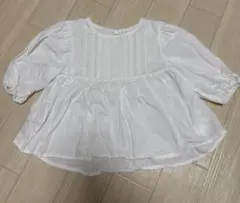 春服 ホワイト コットン シャツ レース装飾 90