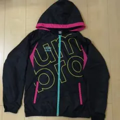 Umbro フード付きウィンドブレーカー M 黒/ピンク/黄
