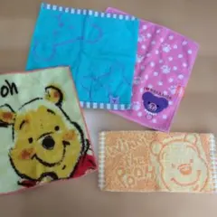 くま柄ハンカチタオル　4枚