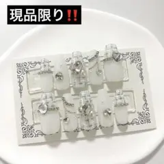 ネイルチップ 量産型 韓国 ワンホン ツイード 白 ハート 現品