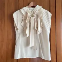 シルク リボンタイ ブラウス