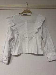 ZARA フリル付きホワイトシャツ XS