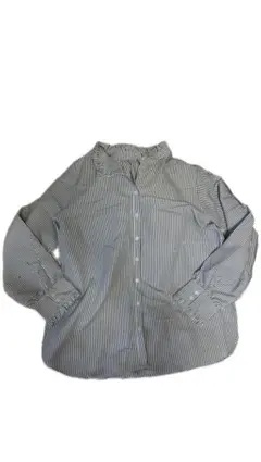 ストライプ 長袖シャツ フリル付き