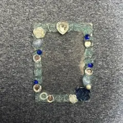 ホイップデコ　トレカケース　B8 青　ブルー　クリア　ラメ　薔薇　宝石　シルバー