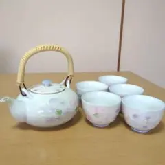 花柄急須と湯呑み5個セット