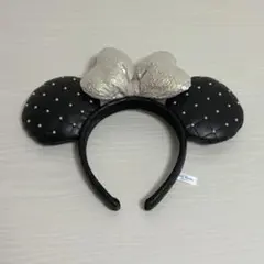 ディズニー ミニー 黒 キルティング パール カチューシャ