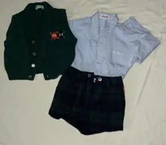 レトロ　miki HOUSE ベスト・シャツ・ショートパンツセット