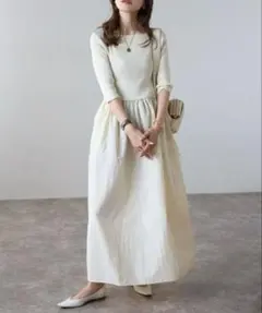 Bonjour Sagan スクエアネックニットコンビコクーンワンピース❇️ラス①