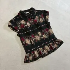 L'EST ROSE 花柄　半袖シャツ　ブラウス　レース　Mのサムネイル