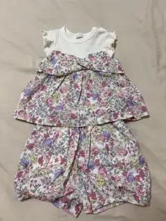 新品　petit mainプティマイン セットアップ　花柄　女の子　80