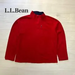 美品 L.L.Bean フリース レッド メンズ ハーフジップ アウトドア L