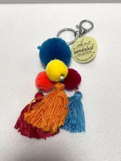 【未使用】Wanderlust ポンポンキーチェイン カラフル キーリング