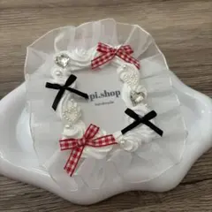 69♡ホイップデコ トレカケースデコ レース フリルリボン 赤 量産型 メイド風