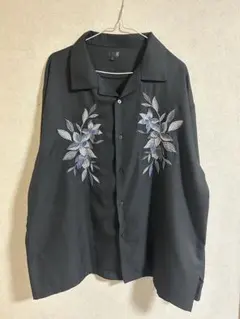 LAKOLE 黒の刺繍入りオーバーサイズシャツ L