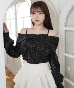 LIP SERVICE リボンオフショルロングスリーブトップス