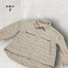 エムズエキサイト　ベージュツイードジャケット体型カバー　フリーサイズ　キラキラ