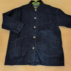 ダークデニムジャケット コーデュロイ襟付き