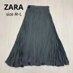 ★ ZARA ザラ プリーツ マキシ丈 フレア スカート グレー M-L