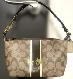 極美品♪COACHシグネチャー アクセサリーポーチ ミニハンドバッグ