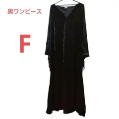 早いもの勝ち✨️黒のベルベット 【F】Vネックロングドレス