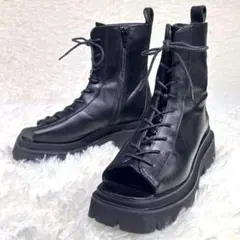 美品☆ ジーナシス ブーサン サイドジップ 24.5cm 厚底 ブーツサンダル