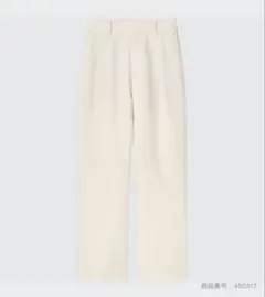 ユニクロ リネンブレンドタックワイドパンツ ホワイト S