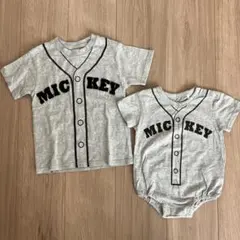 お揃い　リンクコーデ　ミッキー　ディズニー Tシャツ　ロンパース セット
