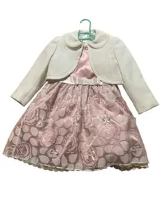 フォーマルドレス ピンクバラ模様 ジャケット付き