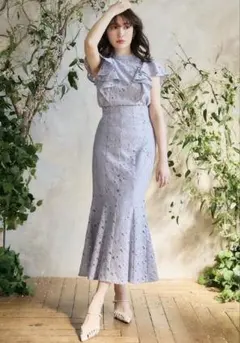 美品‼️ Floral Lace Ruffled Mermaid Skirt Cream-Floral-Lace-Mermaid-Hem-