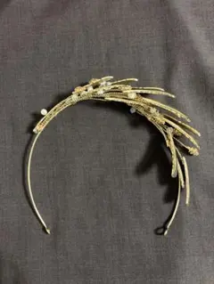 ゴールド フェザー ヘッドドレス ウェディング