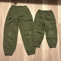 150&120cm／GU カーゴパンツ　カーキ　お揃い
