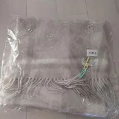 FURLA フリンジ付きマフラー ピンクベージュ