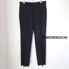 タケオキクチ　ウール/キュプラ100% スラックスズボン　ストライプ　黒　L