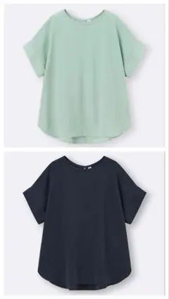 【新品】GU ジーユー ドレープTブラウス 半袖 M 色違い 2枚セットのサムネイル