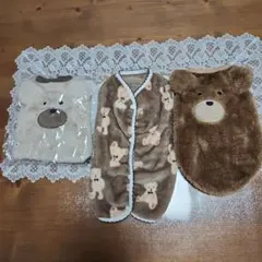 クマデザイン フリース犬服 小型犬用3枚セット