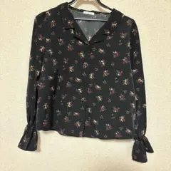 ブラウス　花柄　ハニーズ　Ｌ　黒　カットソー　シャツ