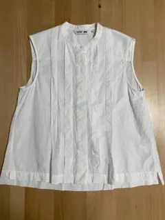 ユニクロ　リネンブレンドブラウス/ノースリーブ　オフホワイト　Lサイズ