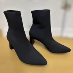 ブラック　ポインテッド　GU ニットブーツ　ショートブーツ　Mサイズ